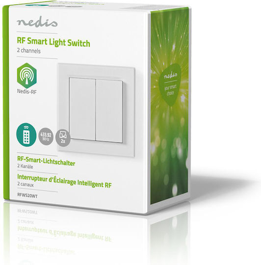 Nedis Wall-mounted Double Switch with Frame White