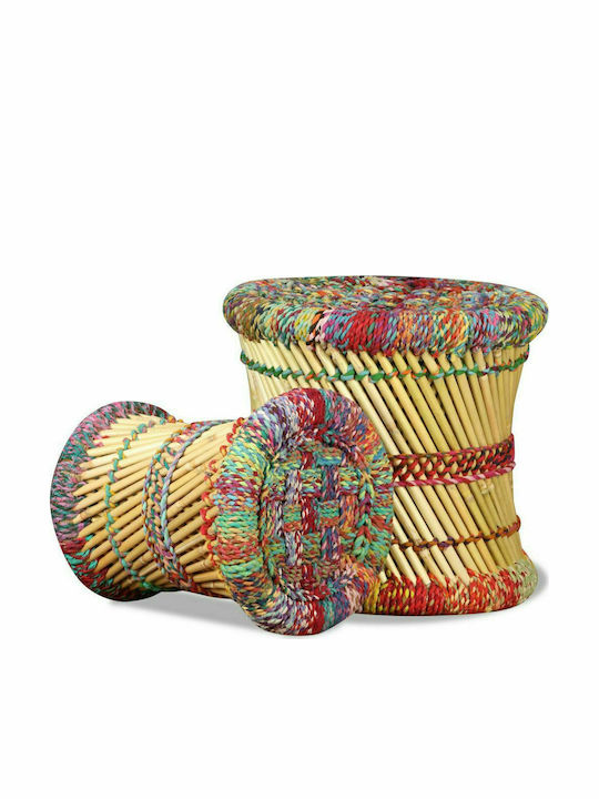 Wooden Outdoor Garden Stools Chindi S/2 2 Pieces 39x39x37cm