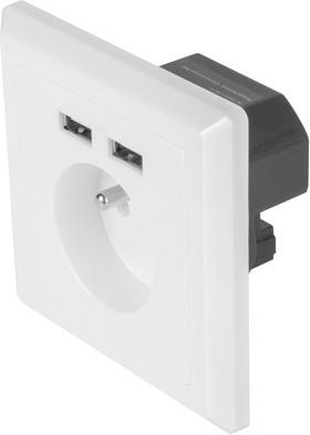 Lanberg Единичен Мортис Πρίζα Ρεύματος с 2 USB Порта Бяла 1бр