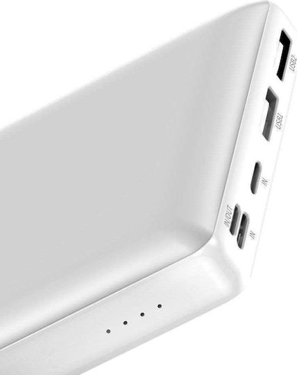 Baseus Mini JA Power Bank 30000mAh 15W με 2 Θύρες USB-A και Θύρα USB-C Λευκό