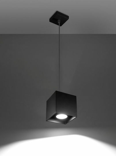 Sollux Quad 1 Κρεμαστό Φωτιστικό Μαύρο 13x13εκ.