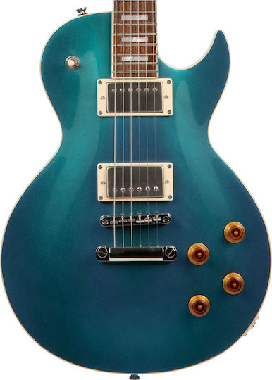 Cort CR200 Elektrische Gitarre Einfacher Schnitt mit HH Tonabnehmerkonfiguration Flip Blue