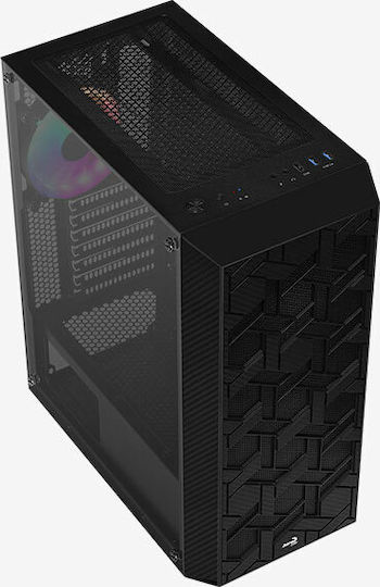 Aerocool Hive FRGB v3 Gaming Midi Tower Κουτί Υπολογιστή με Πλαϊνό Παράθυρο Μαύρο