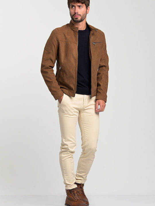 Jacket from Synthetic Leather Biker Cognac/Fake Suede
