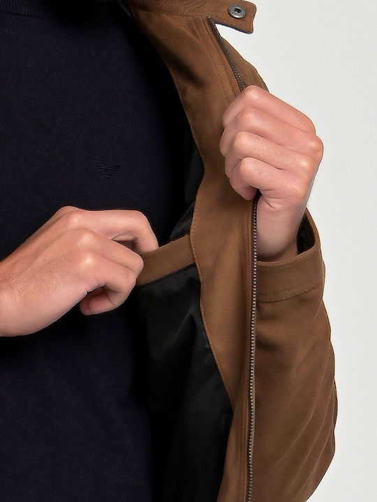 Jacket from Synthetic Leather Biker Cognac/Fake Suede