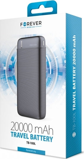 Forever TB-100L Power Bank 20000mAh mit 2 USB-A Anschlüssen Schwarz