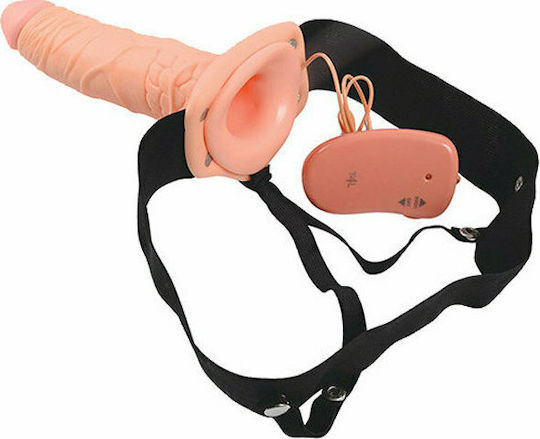 Toyz4lovers Hollow Vibrating Strap-on Real Rapture Harness with Dildo 20.50cm and Vibration in skin color