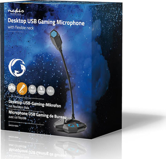Nedis Desktop Gaming Microphone USB Μικρόφωνο Gooseneck Black/Blue
