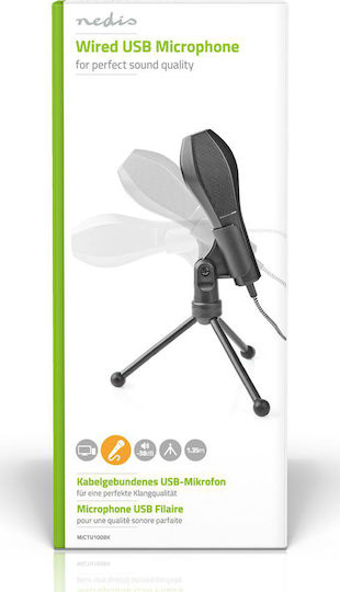 Nedis MICTU100BK Πυκνωτικό Μικρόφωνο USB Επιτραπέζιο Black