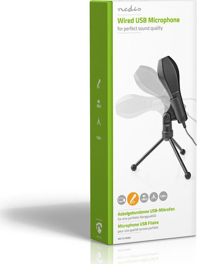 Nedis MICTU100BK Πυκνωτικό Μικρόφωνο USB Επιτραπέζιο Black