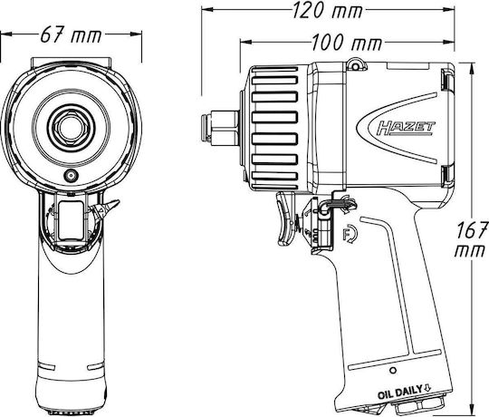 Hazet 9012MT Luftschlagschrauber 1/2" mit Maximalem Drehmoment 142.76kgm