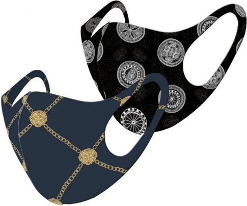 Tili Fashion Face Mask Ενηλίκων Μάσκα Προστασίας Υφασμάτινη Κύκλοι & Κόσμημα 648412 2τμχ