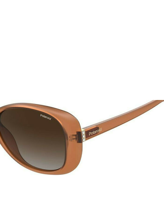 Polaroid Women's Sunglasses with Brown Acetate Frame and Brown Gradient Polarized Lenses PLD 4097/S 733/LA