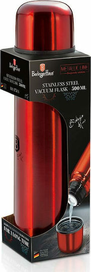 Berlinger Haus Flask Metallic Bottle Thermos Stainless Steel 500ml Red with Cap-Cup