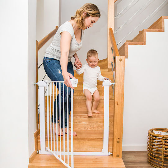 Babyono Foldable Security Door Simple Placement made of Metal in White Color 75x77.5cm 1pcs