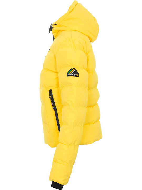 Spirit Sports Women's Short Puffer Jacket for Winter with Hood Yellow