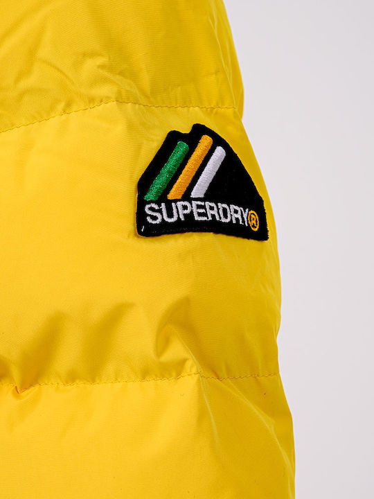 Spirit Sports Women's Short Puffer Jacket for Winter with Hood Yellow