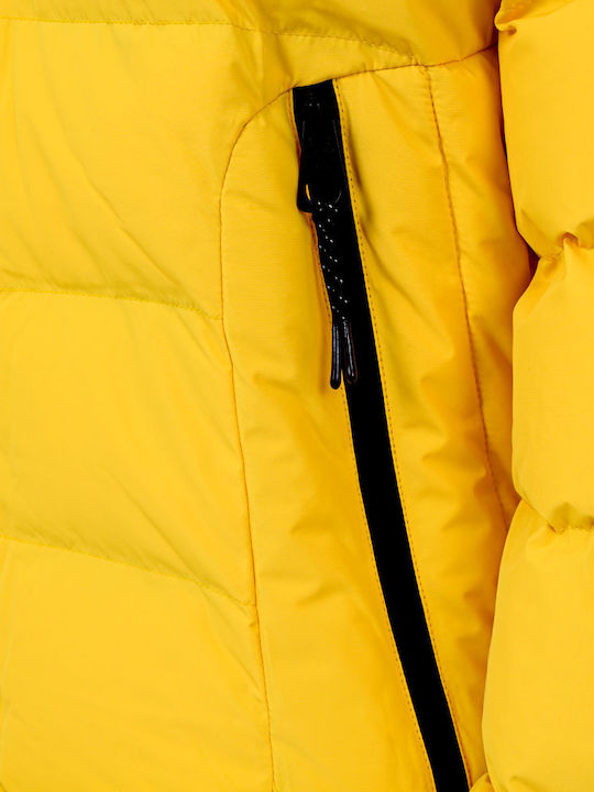 Spirit Sports Women's Short Puffer Jacket for Winter with Hood Yellow