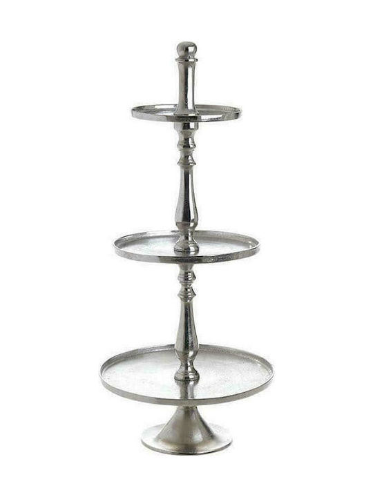 Inart Metallic Dessert Tower Stand with 3 Tiers Silver Ø97cmxY100cm