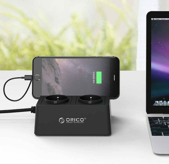 Orico ODC-2A5U-V1-EU Πολύπριζο Aσφαλείας με 5 USB-A και Διακόπτη