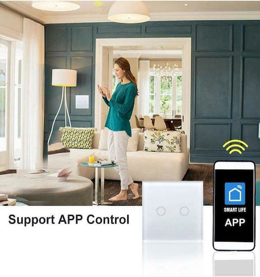 Next Systems Smart Touch Switch 3 Gangs Χωνευτός Διακόπτης Τοίχου Αφής Wi-Fi Μαύρος