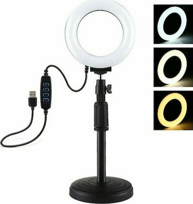 Puluz Ring Light LED Ring Light 12cm 12cm 3200-6500K με Επιτραπέζια Βάση Στήριξης