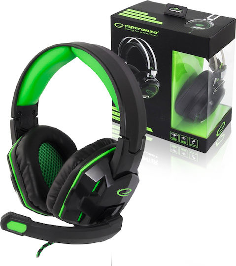 Esperanza Venom Over Ear Gaming Headset με σύνδεση 2x3.5mm Πράσινο