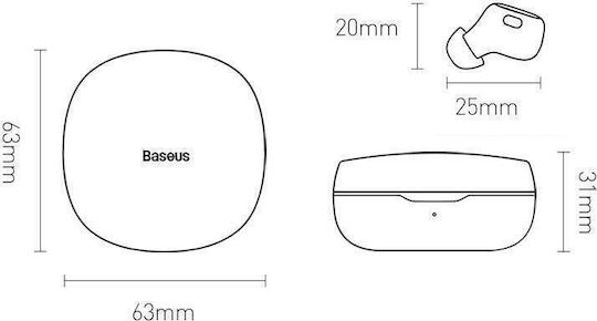 Baseus WM01 Plus In-ear Bluetooth Handsfree Căști cu Carcasă de Încărcare Alb