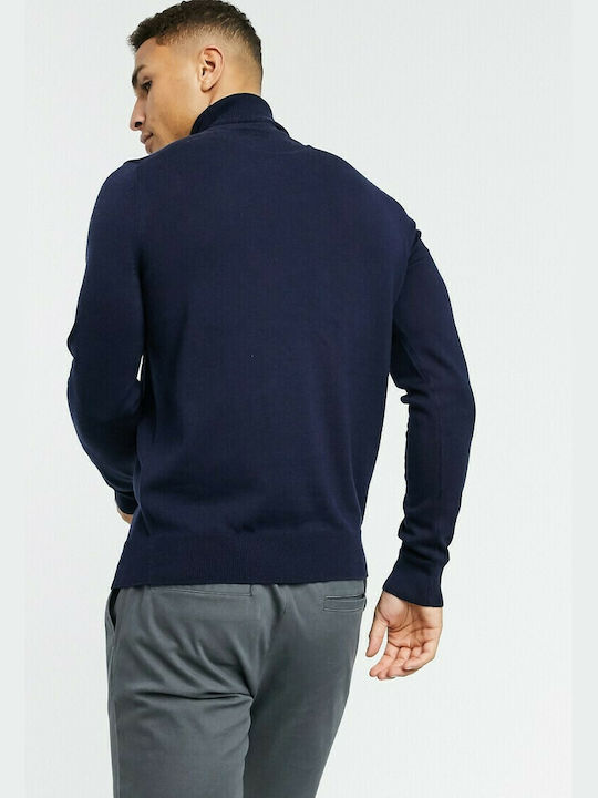 Fred Perry Men's Long Sleeve Blouse Turtleneck Navy Blue K9552-608