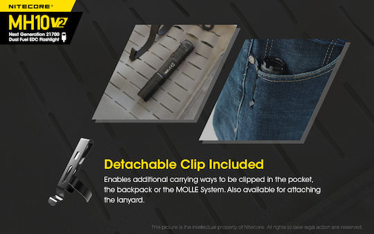 NiteCore Επαναφορτιζόμενος Φακός LED IP68 με Μέγιστη Φωτεινότητα 1200lm MH10V2
