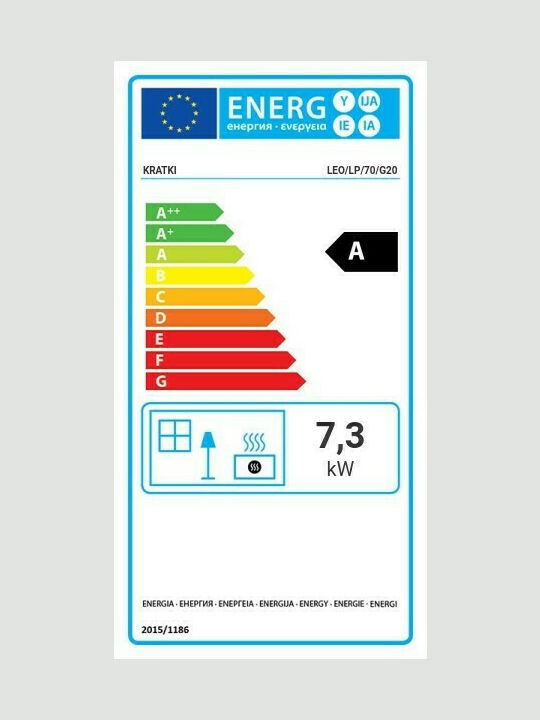 Kratki Leo LP 70 G20 Kaminofen Gas 7.3kW Rechte Ecke mit fester Tür