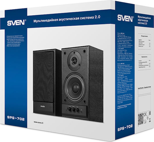 Sven SPS-702 Компютърни тонколони 2.0 с мощност 40W в Черен цвят