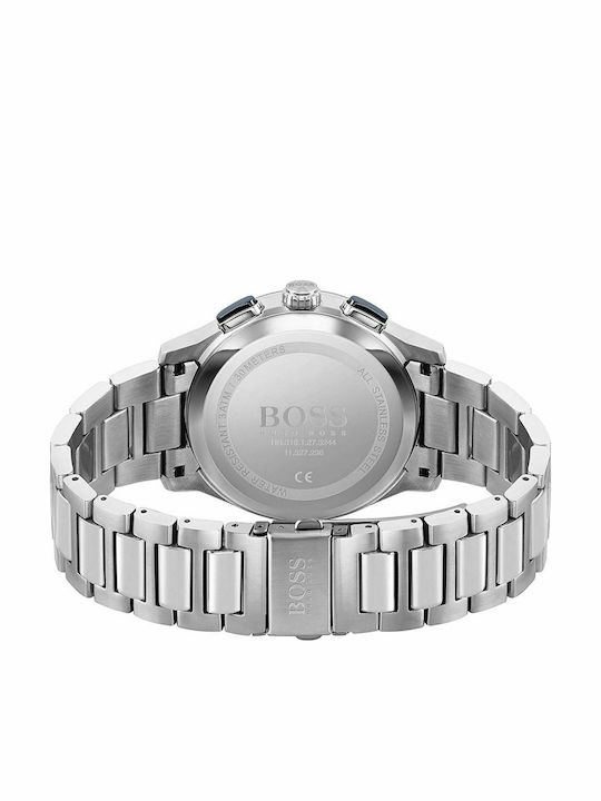 Boss Peak Men's Watch 44mm Chronograph Battery with Silver Metal Bracelet