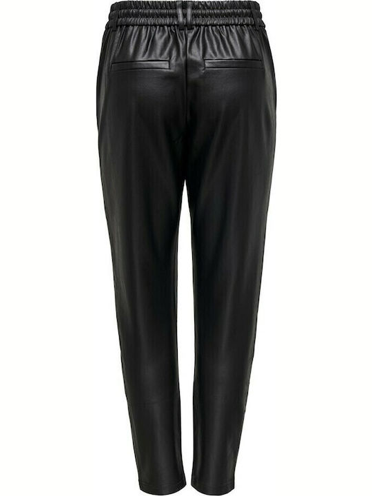 Dama Talie înaltă Tesatura Pantaloni cu Elastic cu Croială Carrot Negru