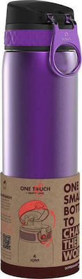 Ion8 Leak Proof Steel Water Bottle Bottle Thermos Stainless Steel BPA Free Purple 500ml with Mouthpiece I8TS500FPUR