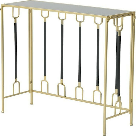 Console Table Metal with Glass Surface Gold / Black L92xW32xH78cm