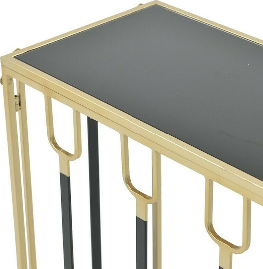Console Table Metal with Glass Surface Gold / Black L92xW32xH78cm
