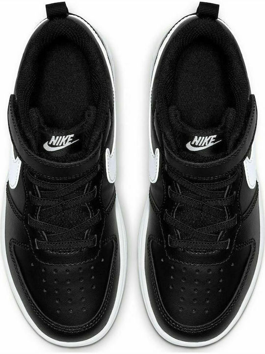 Court Court Borough 2 Kids Sports Shoes Basketball with Hoop & Loop Closure Black / White