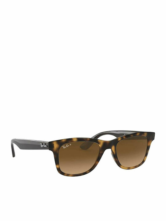 Ray Ban Unisex Sonnenbrille mit Braun Schildkröte Kunststoff Gestell und Braun Verlaufsfarbe Linse RB4640 710/M2