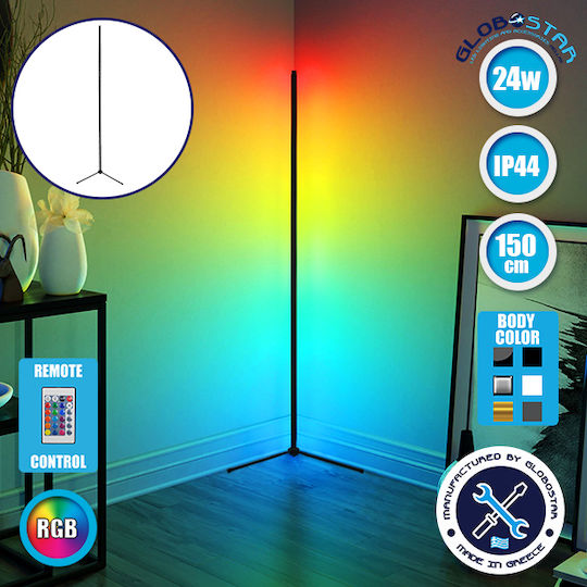 GloboStar LED Floor Lamp H150xW3cm. with RGB Light 100lm Black