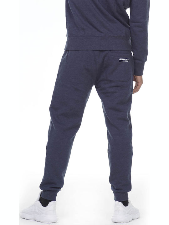 Body Action Παντελόνι Φόρμας με Λάστιχο Fleece Navy Μπλε