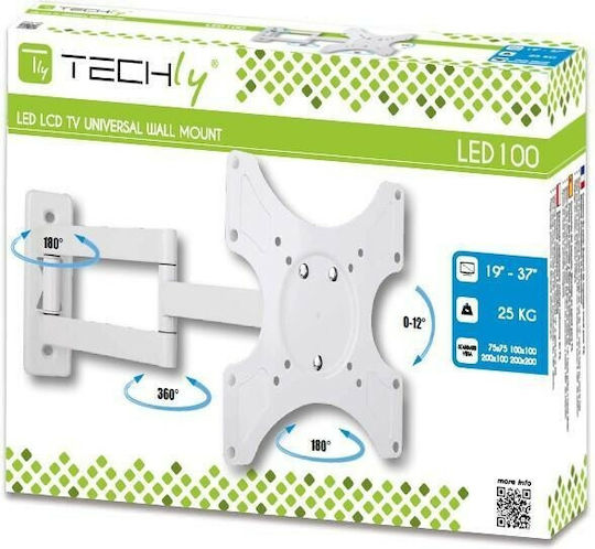 Techly ICA-LCD 2903WH ICA-LCD-2903WH Стойка за телевизор Стенен с рамо до 37" и 25кг Бял