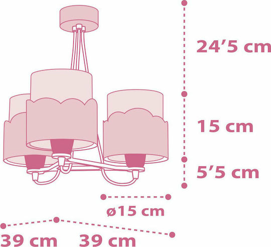 Ango Kids Plastic Chandelier Ceiling Light E27 Moon Pink 23W