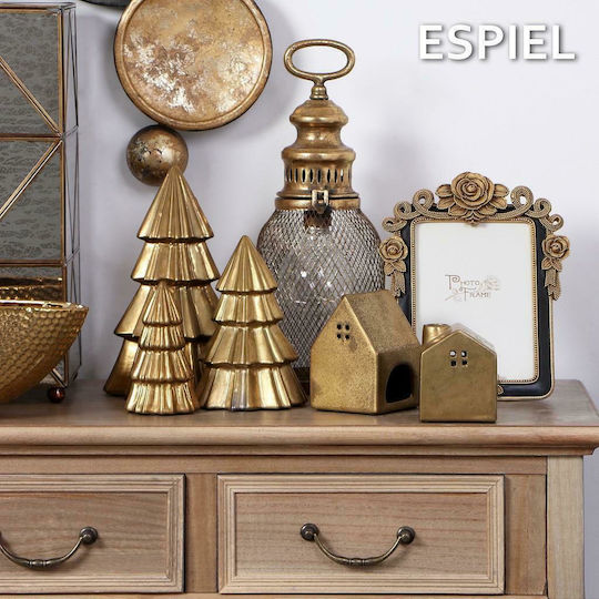 Espiel Christmas Ceramic Gold Candlestick 11.5x8cm