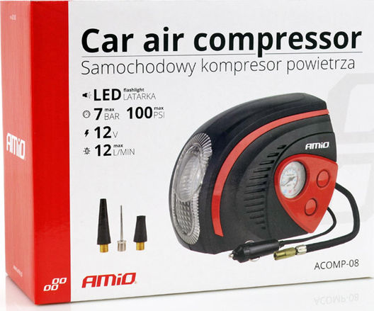 AMiO Car Tire Pump 100PSI with Cable 12V