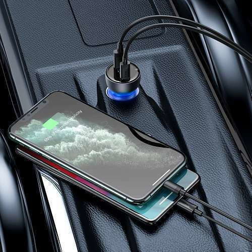 Baseus Auto-Ladegerät 65W 5A Schnellladung mit Anschlüssen: 1xUSB 1xType-C Gray Farbe