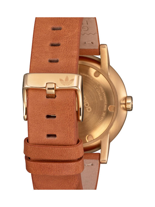 adidas District L1 Herrenuhr Batterie mit Braun Lederarmband