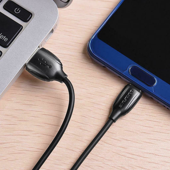 Borofone BX19 Benefit USB 2.0 Cable USB-C male - USB-A Μαύρο 1m BOR-701794