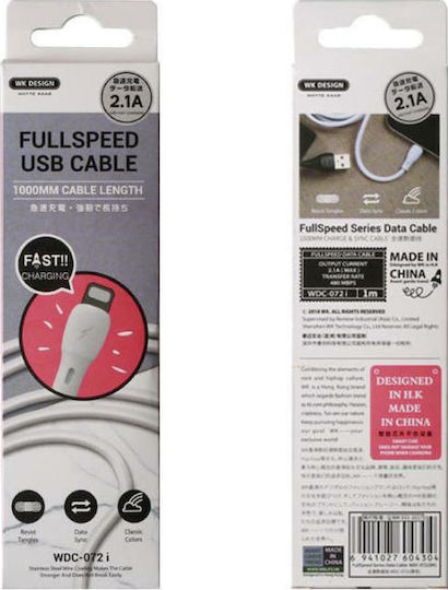 WK WDC-072 USB-A to Lightning Cable Μαύρο 1m