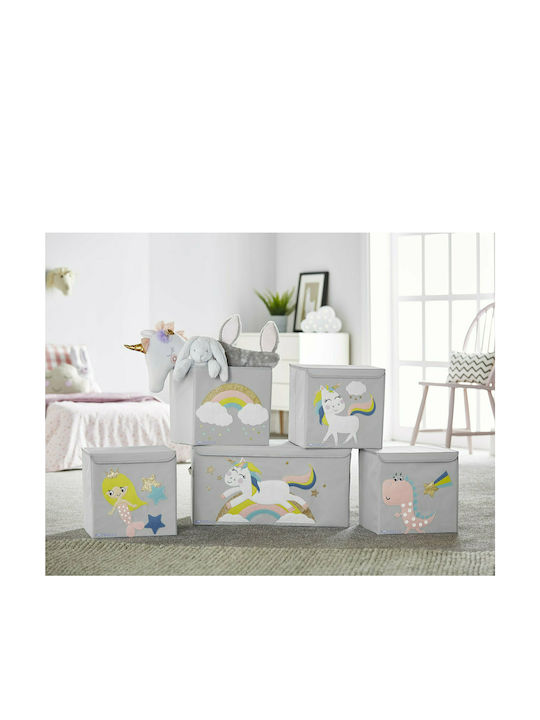 Potwells Children's Folding Storage Box made of Fabric Dinosaur Gray 33x32x32cm 1pcs